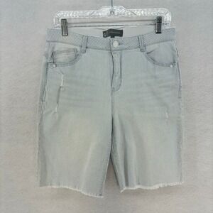 Wit & Wisdom Striped Bermuda Shorts Blue‎ White Raw Hem Casual Summer size 6